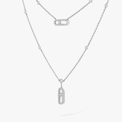 [Renovia Jewelry]2 Rows Rose Gold Diamond Pave_ Necklace Move Uno