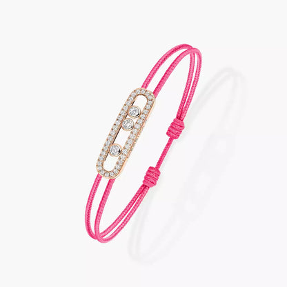 [Renovia Jewelry]Care(Medium-3.5mm) pink cord pavé bracelet