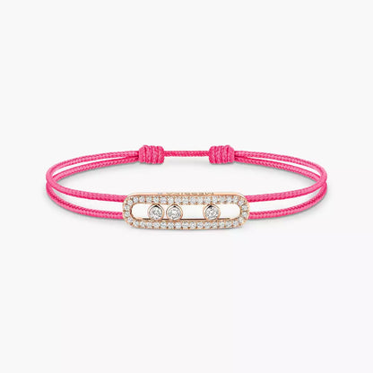 [Renovia Jewelry]Care(Medium-3.5mm) pink cord pavé bracelet
