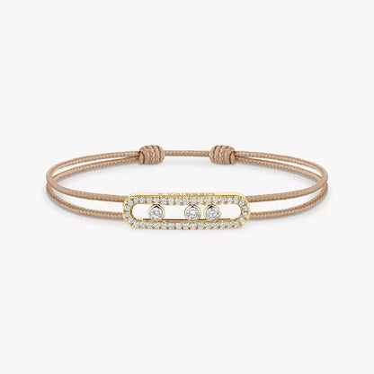 [Renovia Jewelry]Care(Medium-3.5mm) pink cord pavé bracelet