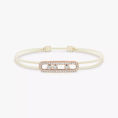 [Renovia Jewelry]Care(Medium-3.5mm) pink cord pavé bracelet