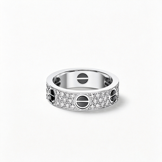 [Renovia Jewelry]LOVE RING 5.5MM DIAMONDS PAVED CERAMIC