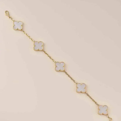 [Renovia Jewelry]CLOVER WHITE PEARL MOP 5 MOTIF BRACELET COLLECTION