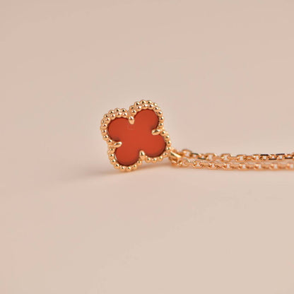 [Renovia Jewelry]CLOVER MINI 9.5MM WHITE CARNELIANS NECKLACE