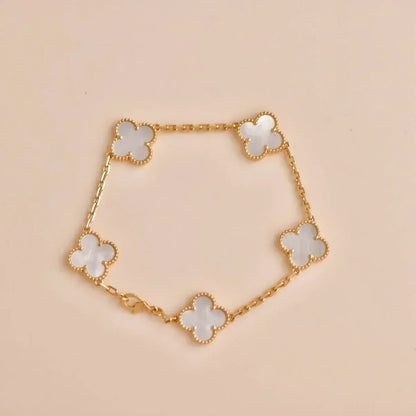 [Renovia Jewelry]CLOVER WHITE PEARL MOP 5 MOTIF BRACELET COLLECTION