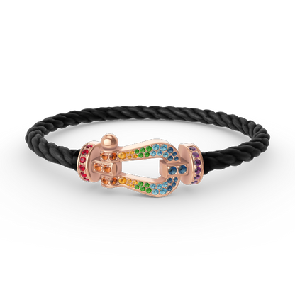 [Renovia Jewelry]FORCE LARGE HORSESHOE  COLORED DIAMOND BRACELET ROSE GOLD