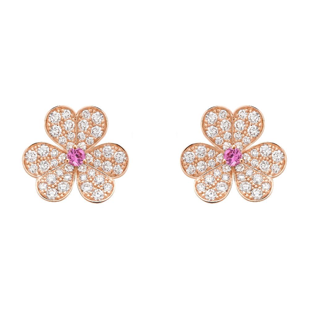 [Renovia Jewelry]FRIVOLE PINK GOLD FLOWER DIAMOND EARRINGS