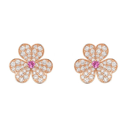 [Renovia Jewelry]FRIVOLE PINK GOLD FLOWER DIAMOND EARRINGS