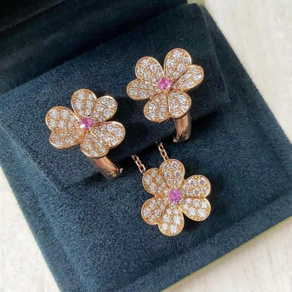 [Renovia Jewelry]FRIVOLE PINK GOLD FLOWER DIAMOND EARRINGS
