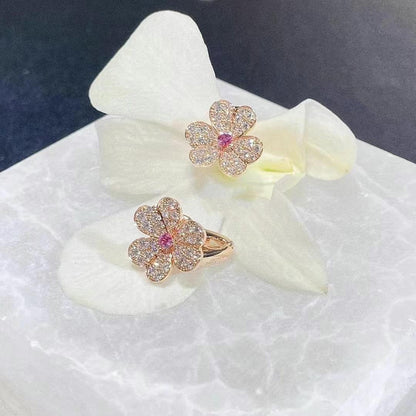 [Renovia Jewelry]FRIVOLE PINK GOLD FLOWER DIAMOND EARRINGS