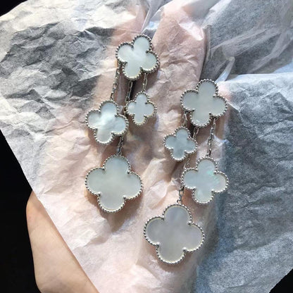 [Renovia Jewelry]CLOVER EARRINGS WHITE MOP 4 MOTIFS SILVER