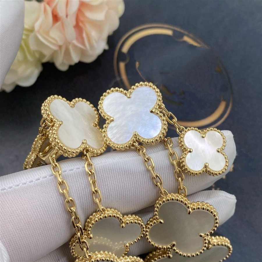 [Renovia Jewelry]CLOVER EARRINGS WHITE MOP 4 MOTIFS GOLD