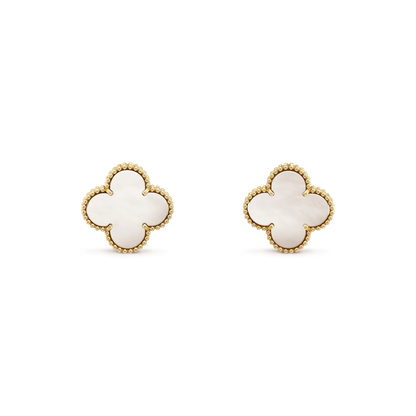 [Renovia Jewelry]CLOVER MEDIUM 1 MOTIFS  WHITE MOP STUD EARRINGS