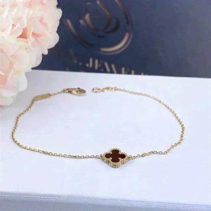 [Renovia Jewelry]CLOVER  CARNELIAN SINGLE FLOWER BRACELET