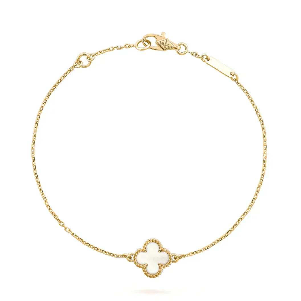 [Renovia Jewelry]CLOVER WHITE MOP SINGLE FLOWER BRACELET
