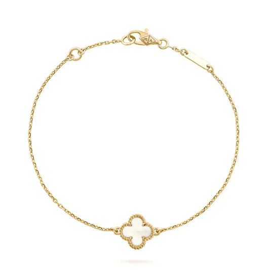 [Renovia Jewelry]CLOVER WHITE MOP SINGLE FLOWER BRACELET