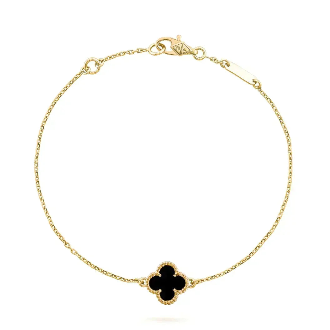 [Renovia Jewelry]CLOVER ONYX SINGLE FLOWER BRACELET
