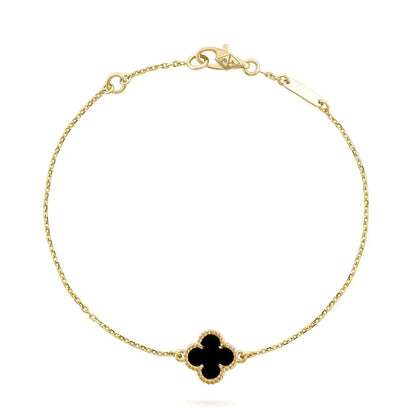 [Renovia Jewelry]CLOVER ONYX SINGLE FLOWER BRACELET