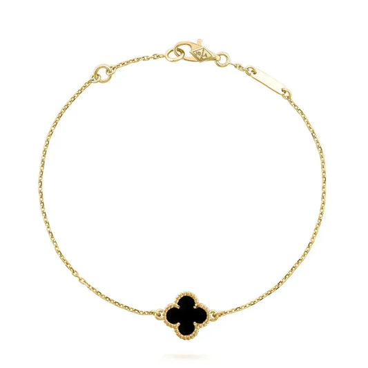 [Renovia Jewelry]CLOVER ONYX SINGLE FLOWER BRACELET