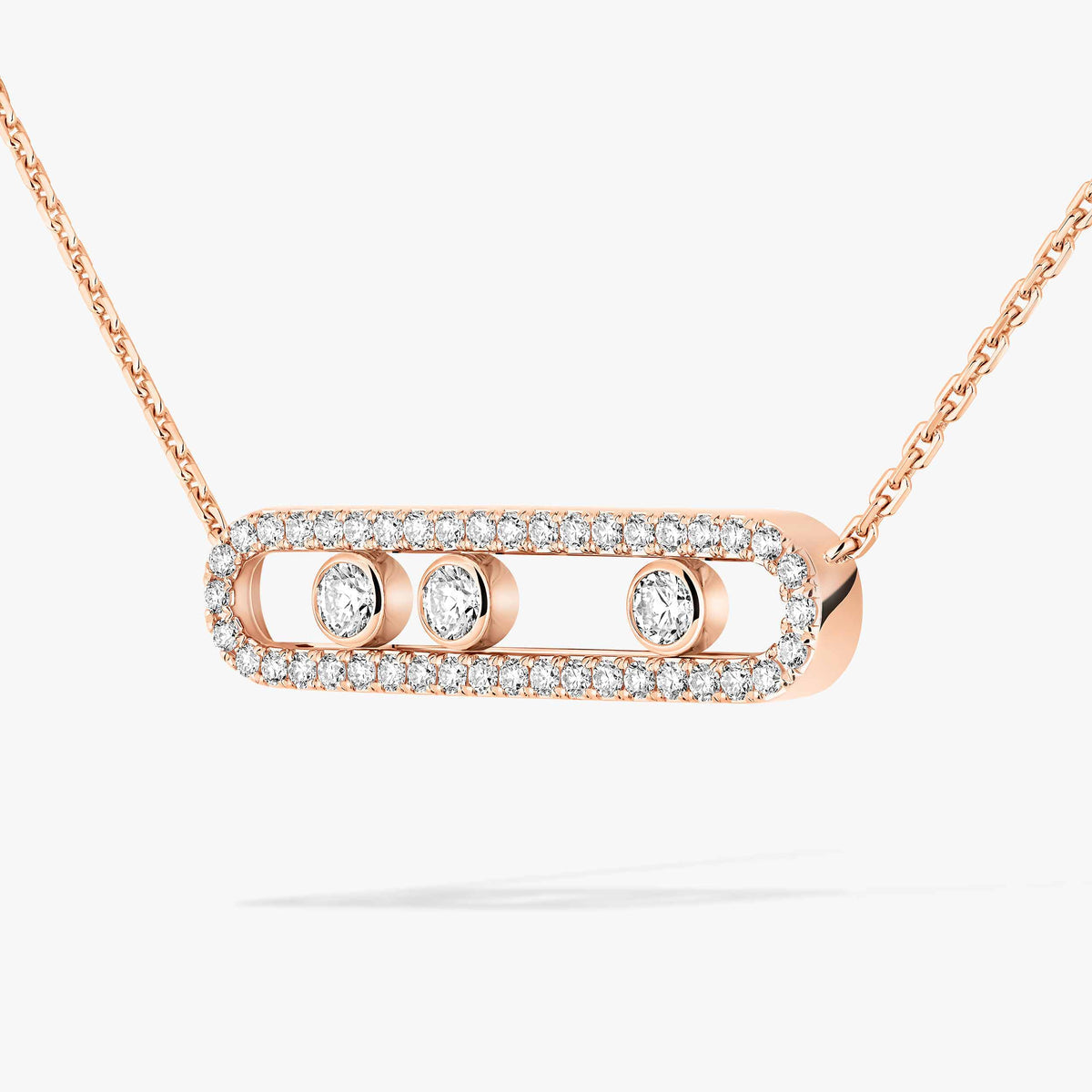 [Renovia Jewelry] Move Pave_ Rose Gold Diamond Necklace