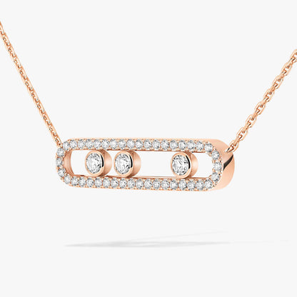 [Renovia Jewelry] Move Pave_ Rose Gold Diamond Necklace