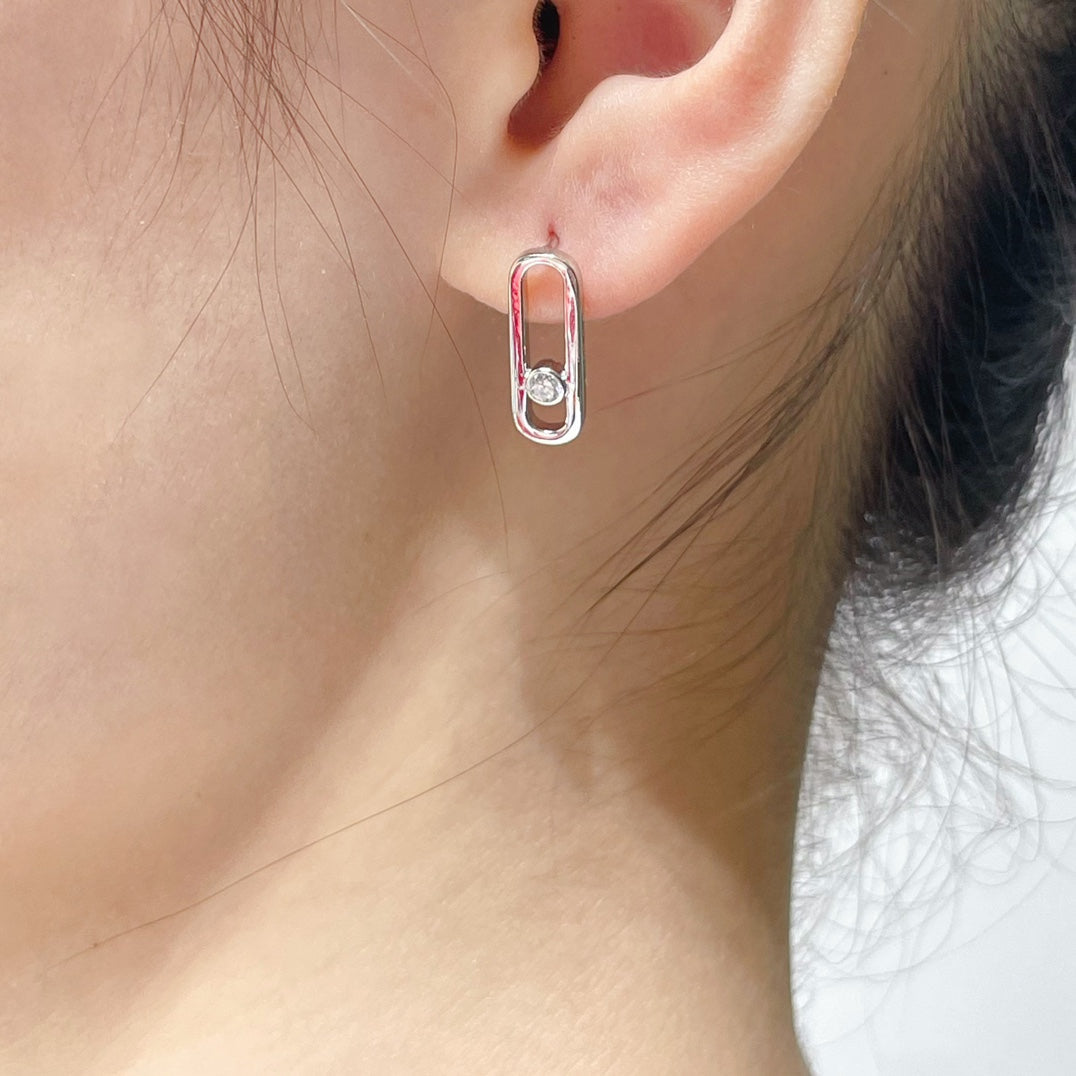 [Renovia Jewelry]MOVE UNO SMALL 1 DIAMOND EARRINGS