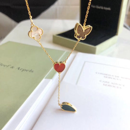 [Renovia Jewelry]LUCKY SPRING 4 MOTIFS ROSE GOLD NECKLACE