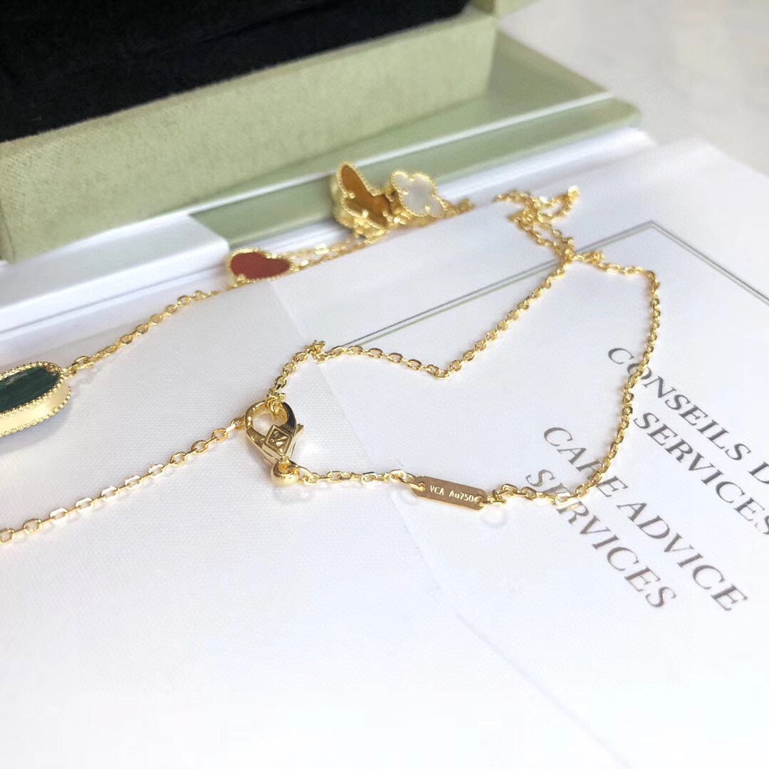 [Renovia Jewelry]LUCKY SPRING 4 MOTIFS ROSE GOLD NECKLACE