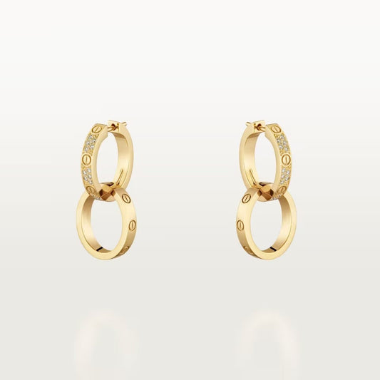 [Renovia Jewelry]LOVE 3.3MM DANGLE HALF DIAMOND EARRINGS