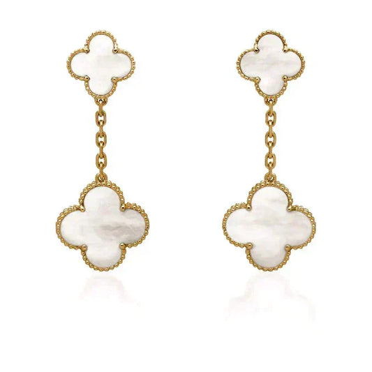 [Renovia Jewelry]CLOVER 2 MOTIF WHITE MOP EARRINGS